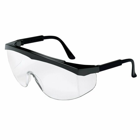 MCR SAFETY Glasses, SS1 Black Frame, Clear Lens Uncoated, 12PK SS010